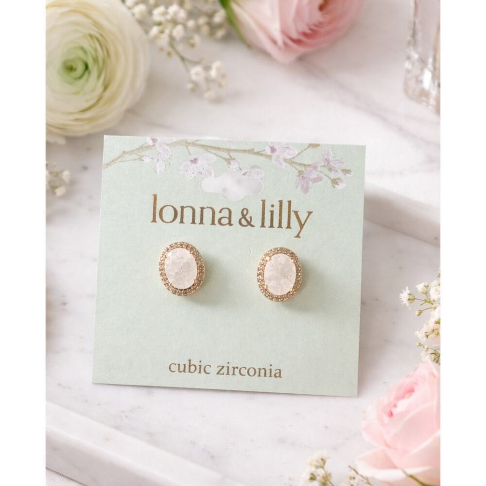 Lonna & Lilly Gold CZ Stone Stud Earrings New